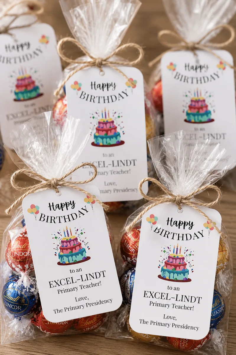 Primary Teacher Birthday gift tags preview